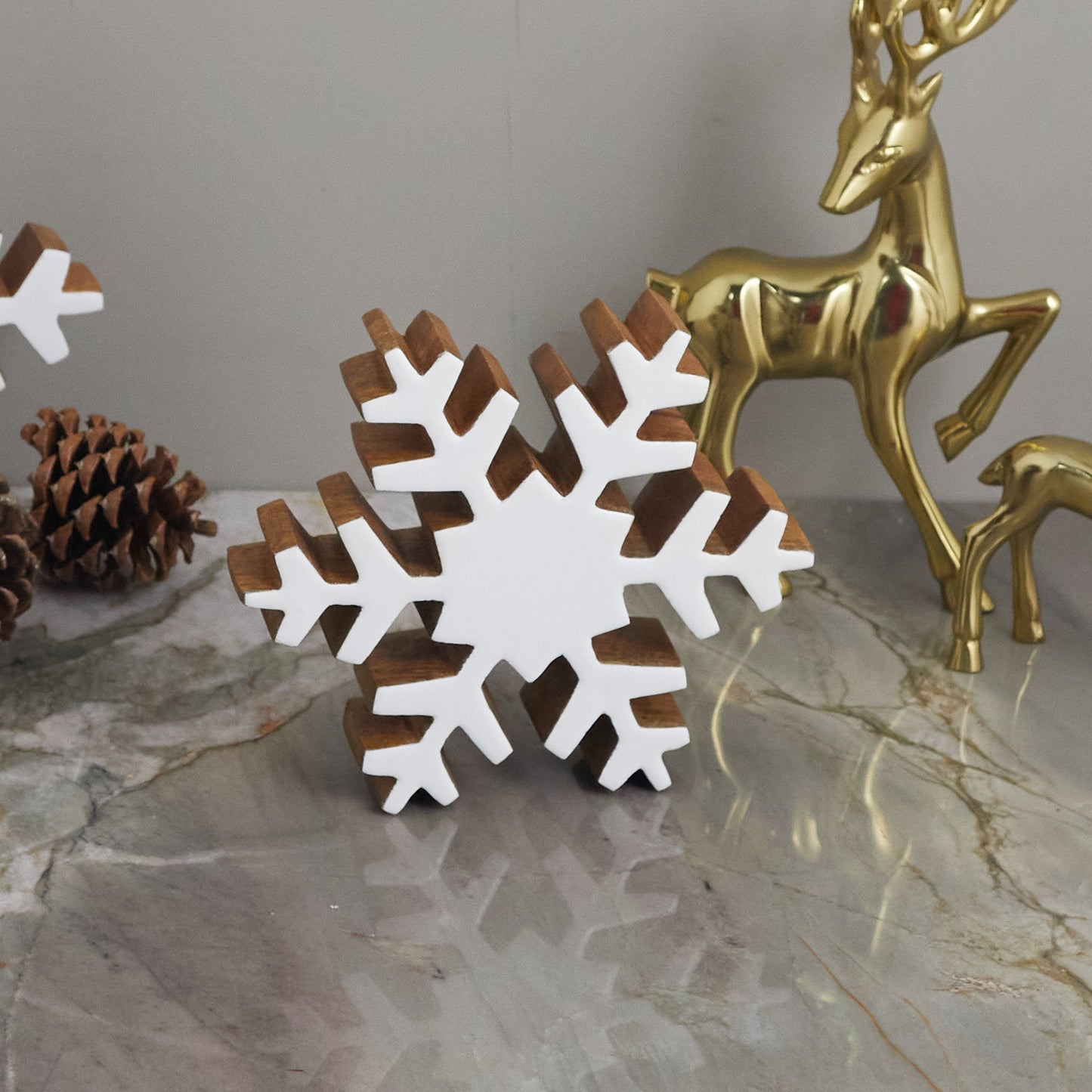 Mango Wood & Enamel Snowflake, Small