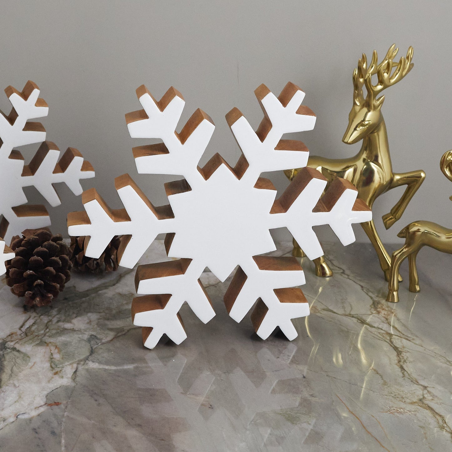 Mango Wood & Enamel Snowflake, Large