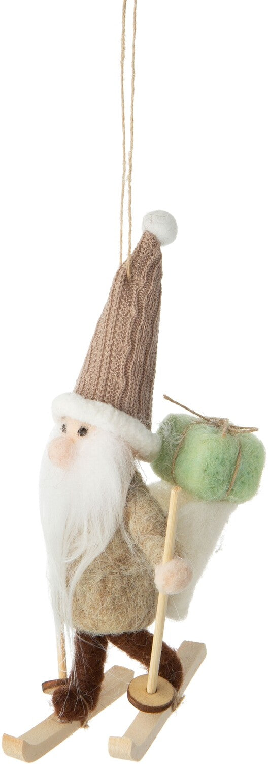 Nordic Skier Santa Ornament