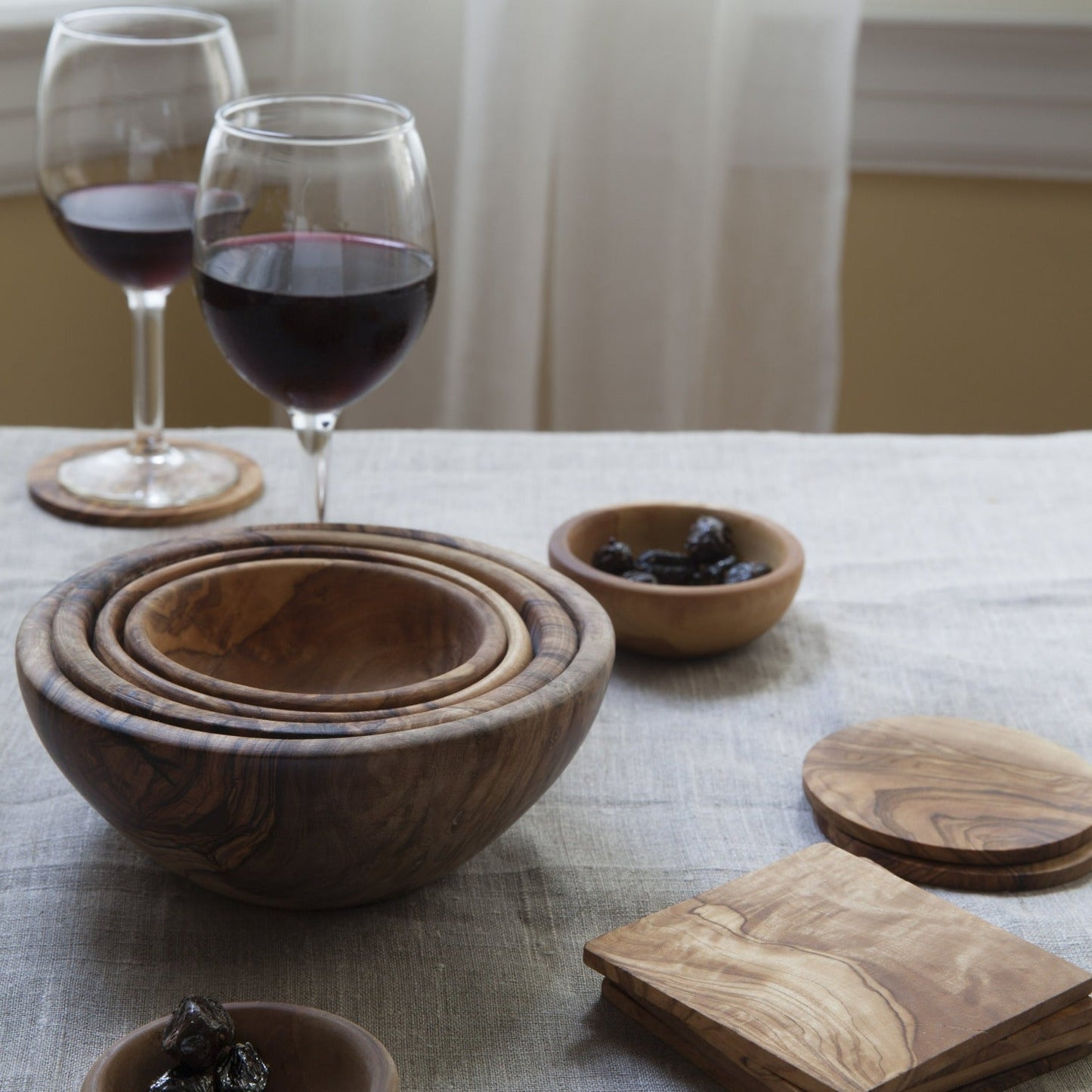 Olive Wood Nesting Bowls Set of 6