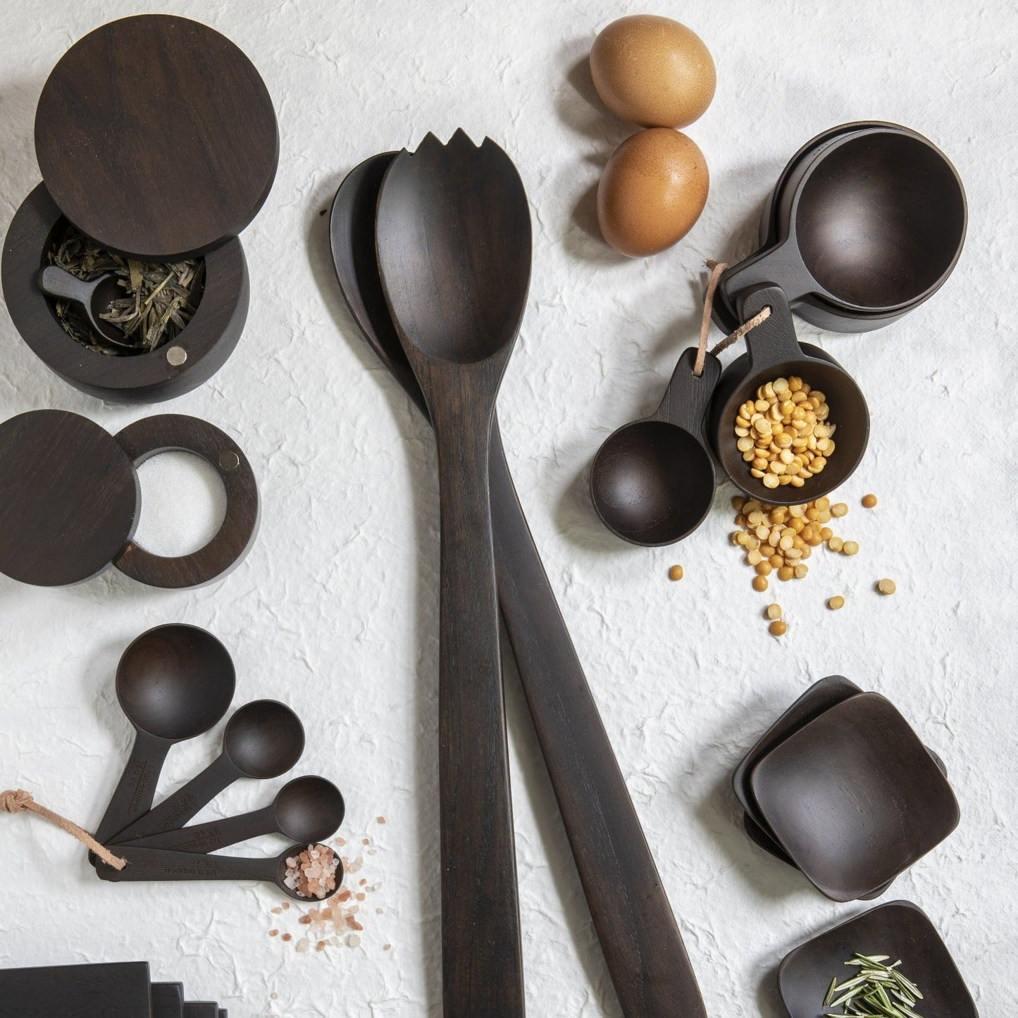 Ebony Teak Measuring Cups, Set of 4