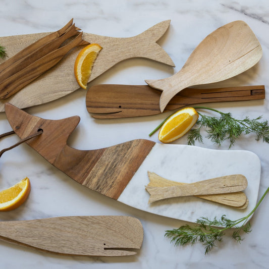 White Marble & Wood Whale Board
