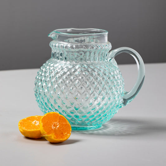 Recycled Glass Quilted Globe Pitcher