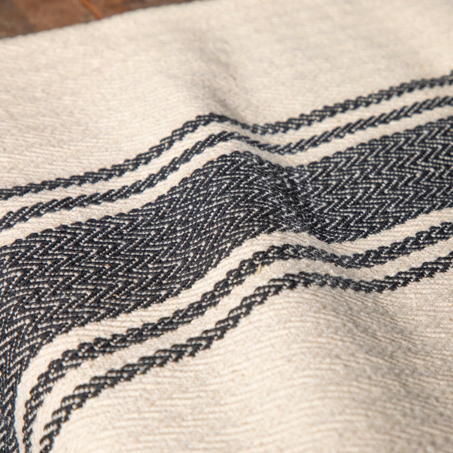 Cotton Canvas Table Runner with Stripes