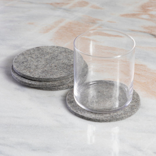 Round Felt Coaster, Set of 4, Granite