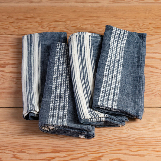 Aden Napkins, Navy with Natural, Set of 4