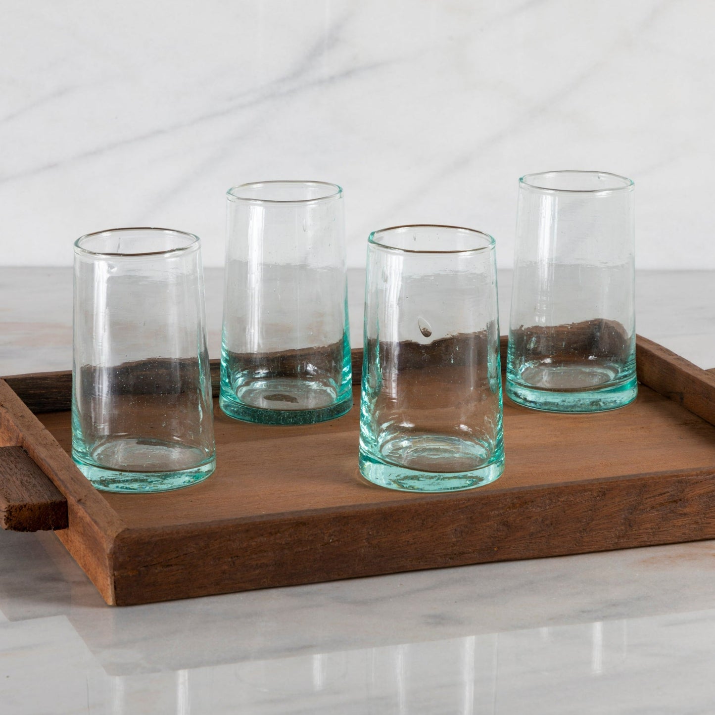 Recycled Tall Cone Glass, Clear, Set of 4