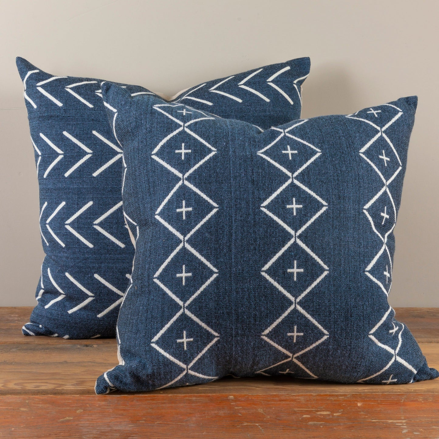 Alpaca Square Pillow, Navy with Chevrons