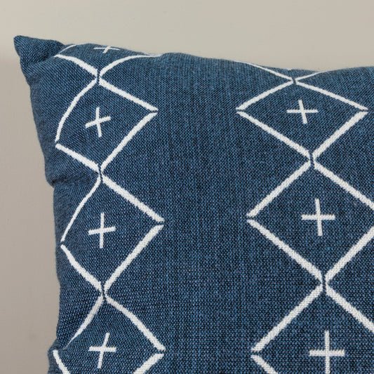 Alpaca Square Pillow, Navy with Diamond & Plus
