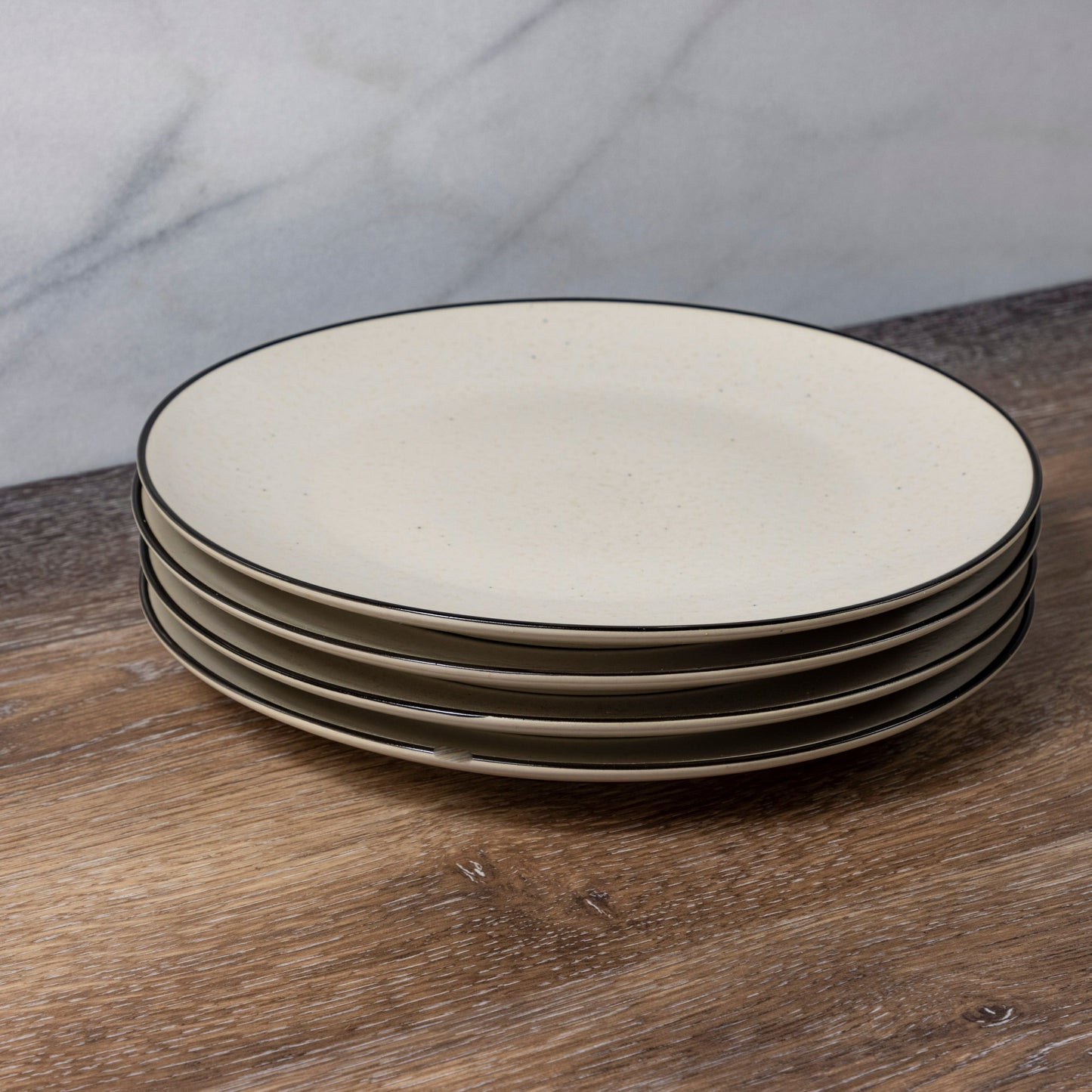 Augusta Dinner Plate, Natural with Black, Set of 6