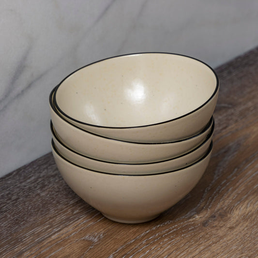 Augusta Soup/Cereal Bowl, Natural with Black, Set of 6
