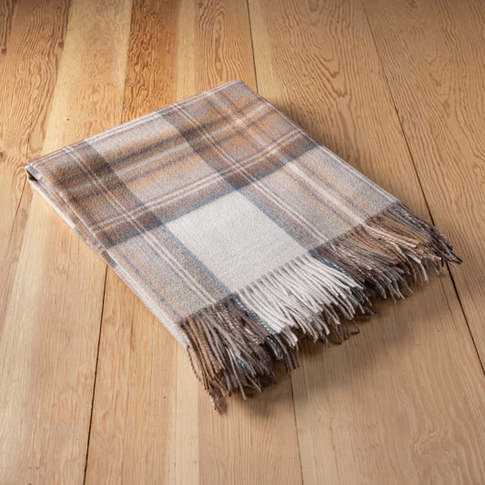 Lambswool Blanket in Stewart Natural Dress Tartan