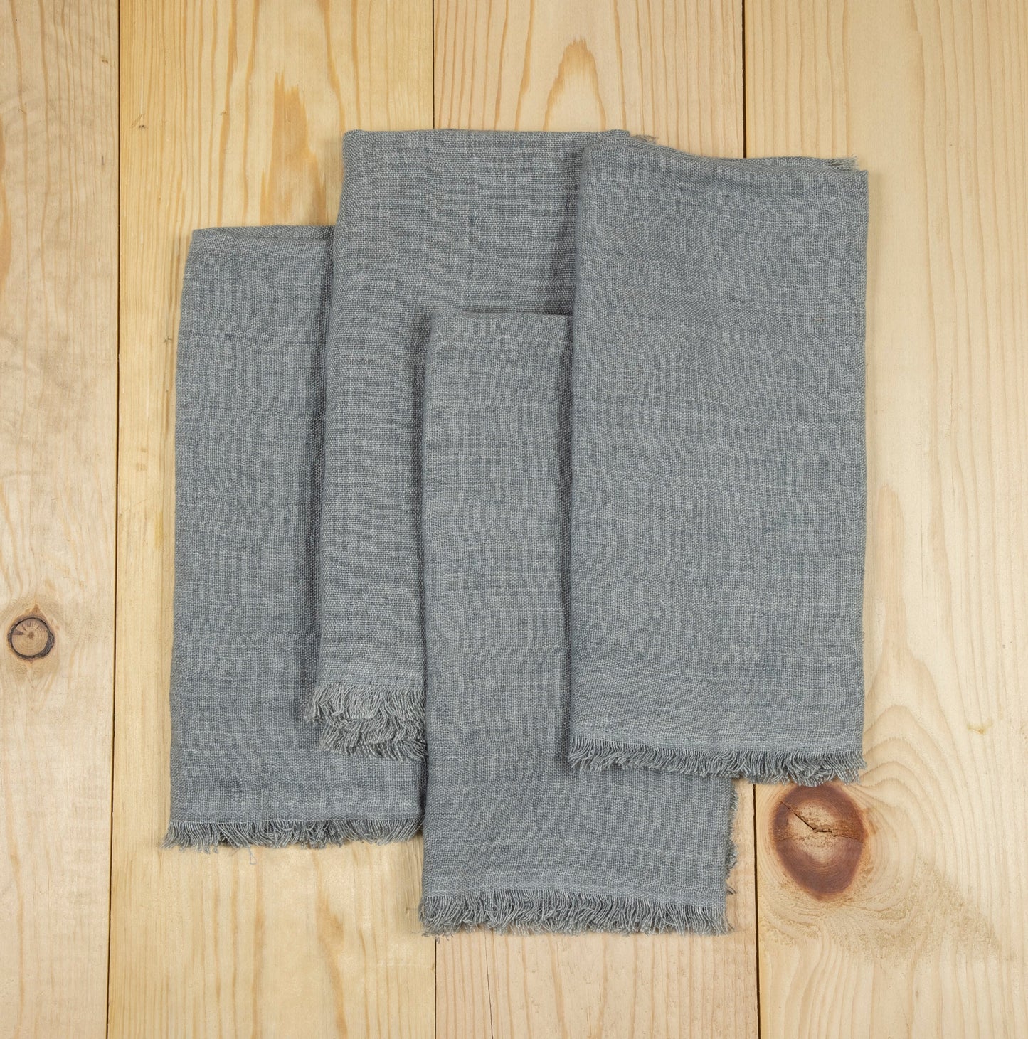 Stone Washed Linen Dinner Napkins, Grey, Set of 4