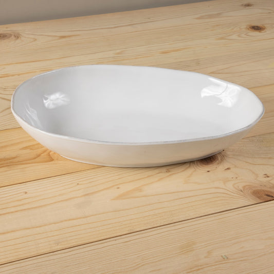Livia 14" Oval Baker, White