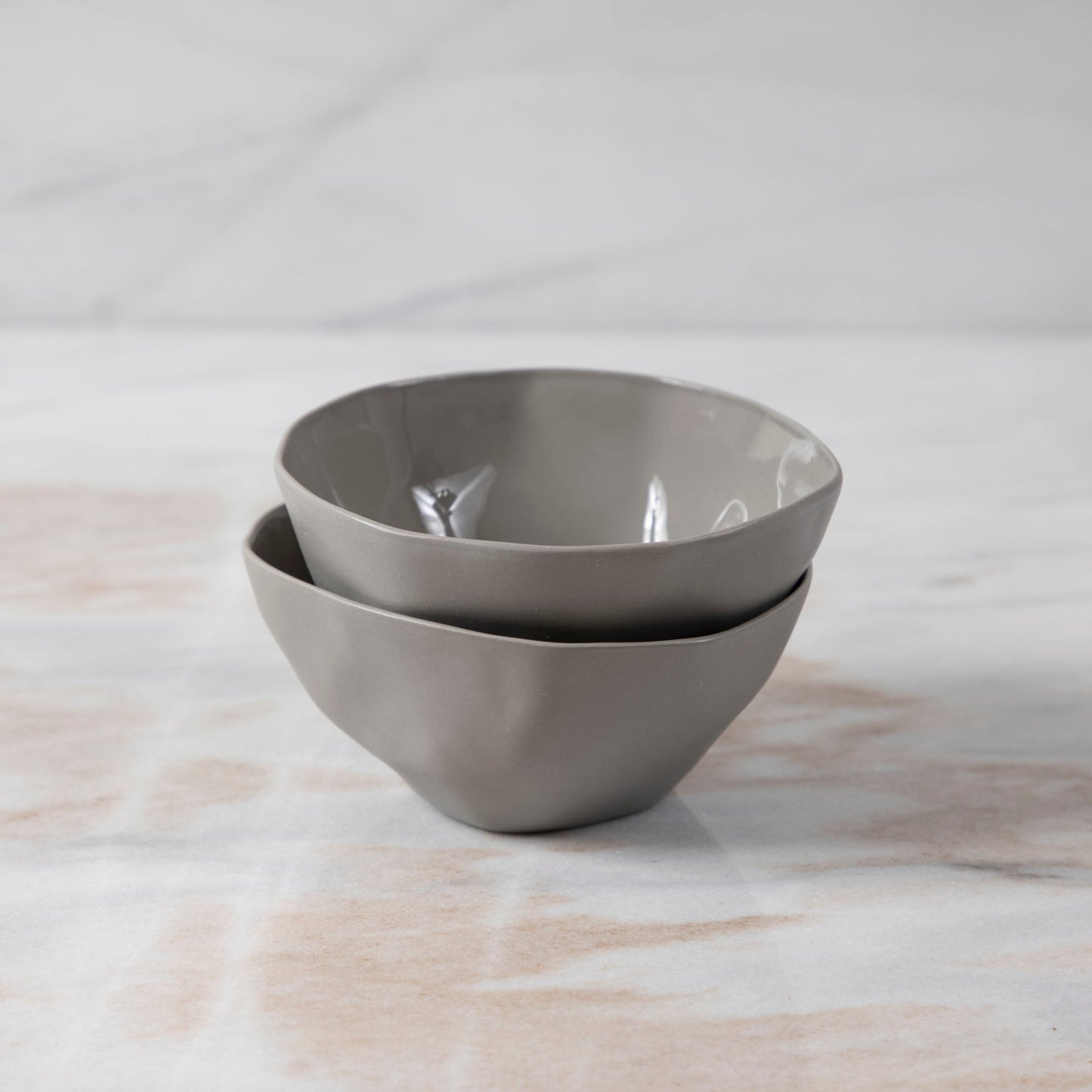 Tam Stoneware Pinch Bowl Sterling, Set of 2