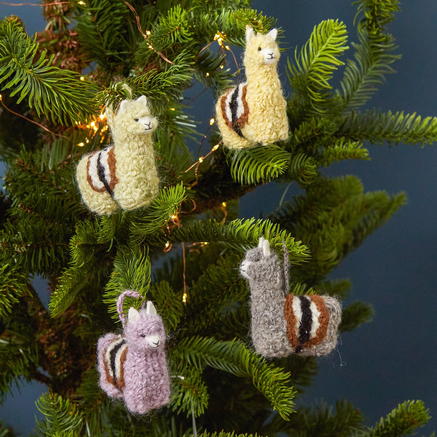 Saddled Alpaca Ornament, Set of 4
