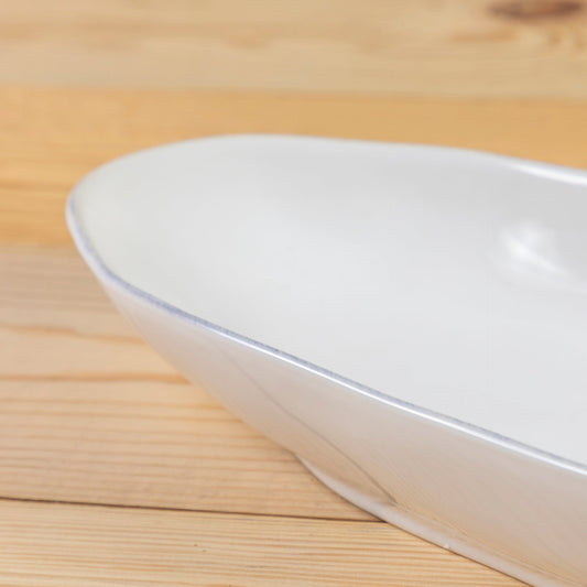 Livia 16" Oval Platter, White