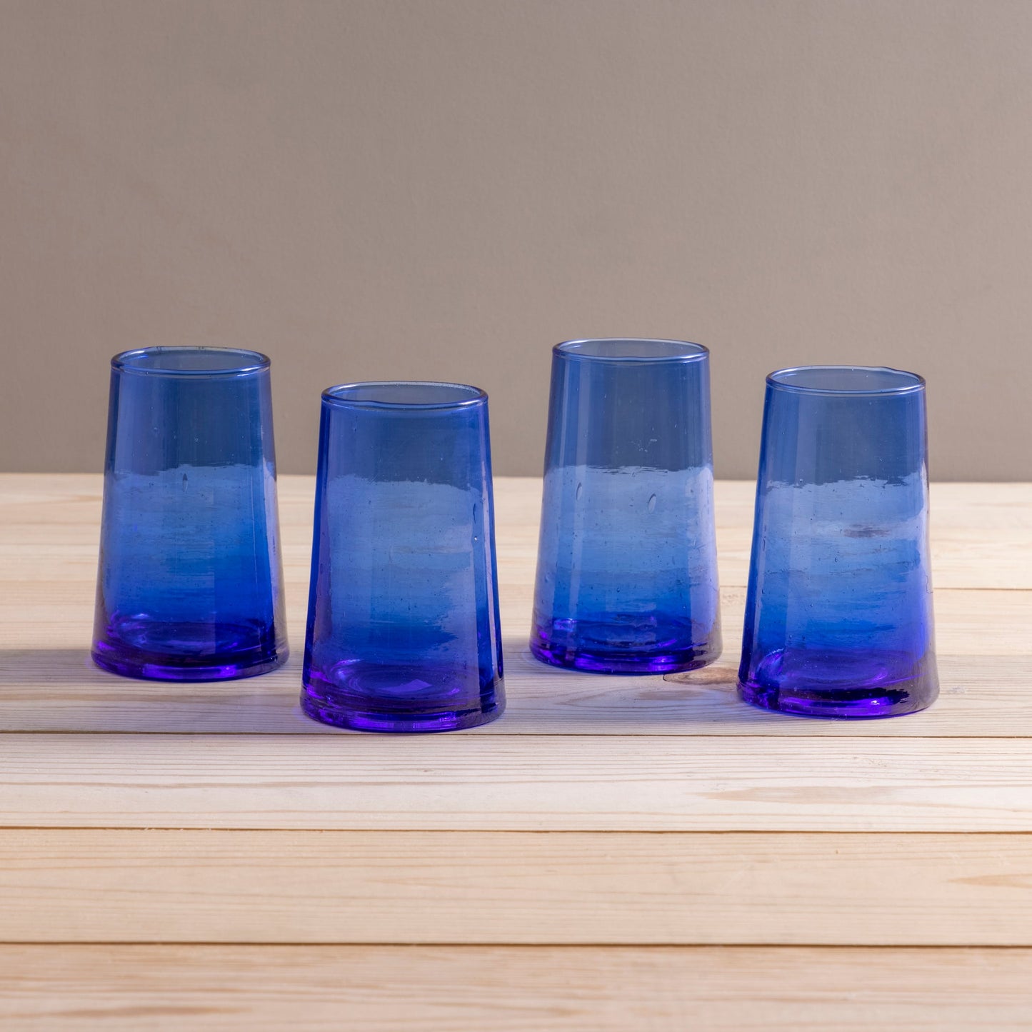 Recycled Tall Cone Glass, Blue, Set of 4