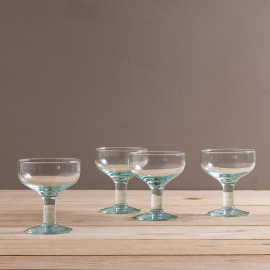 Premium Recycled Coupe Glass, Set of 4