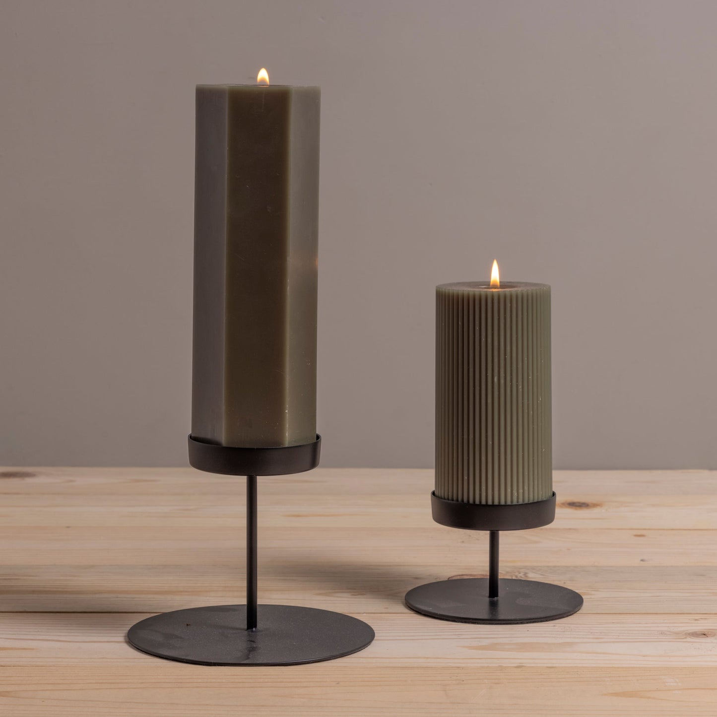 Kent Black Pillar Candle Holder, Short