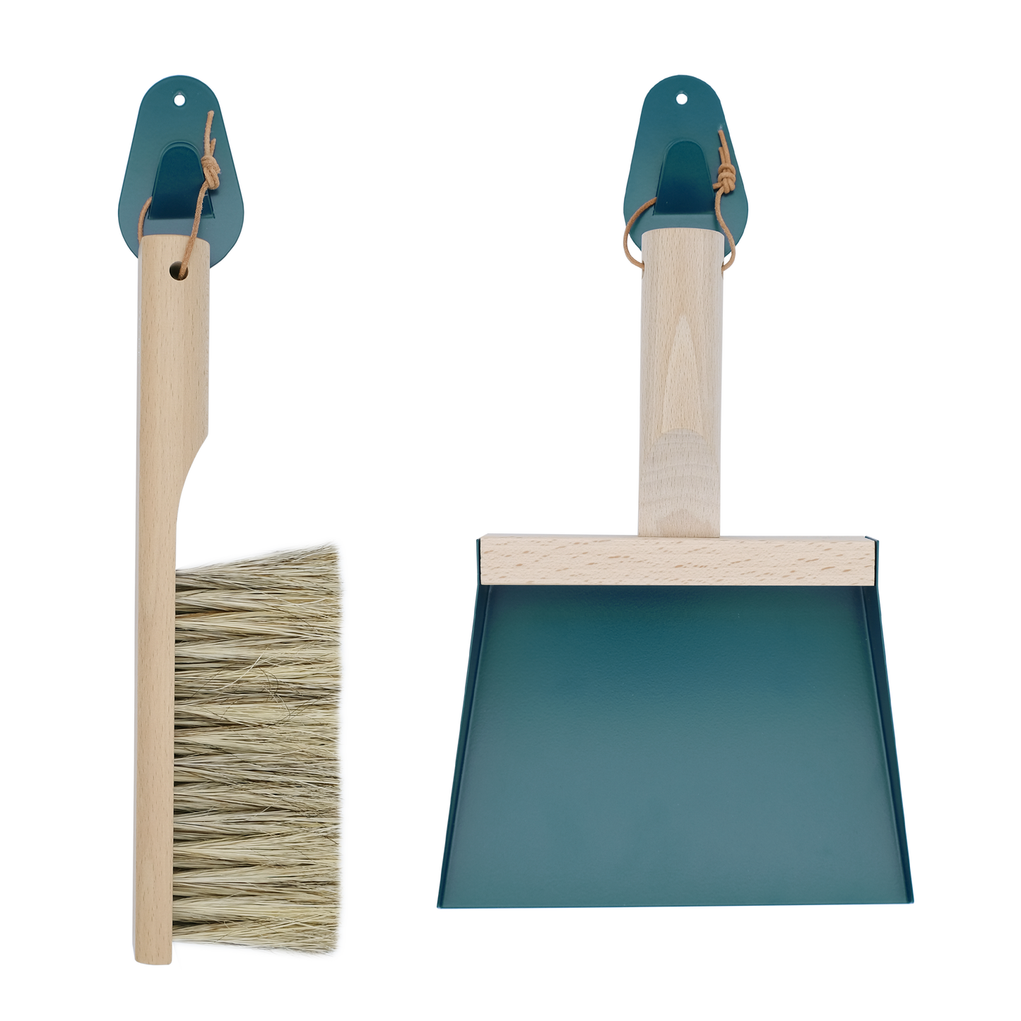 Andree Jardin "Mr & Mrs Clynk" Storm Blue NATURAL Hand Brush, Dustpan and Wall Hooks