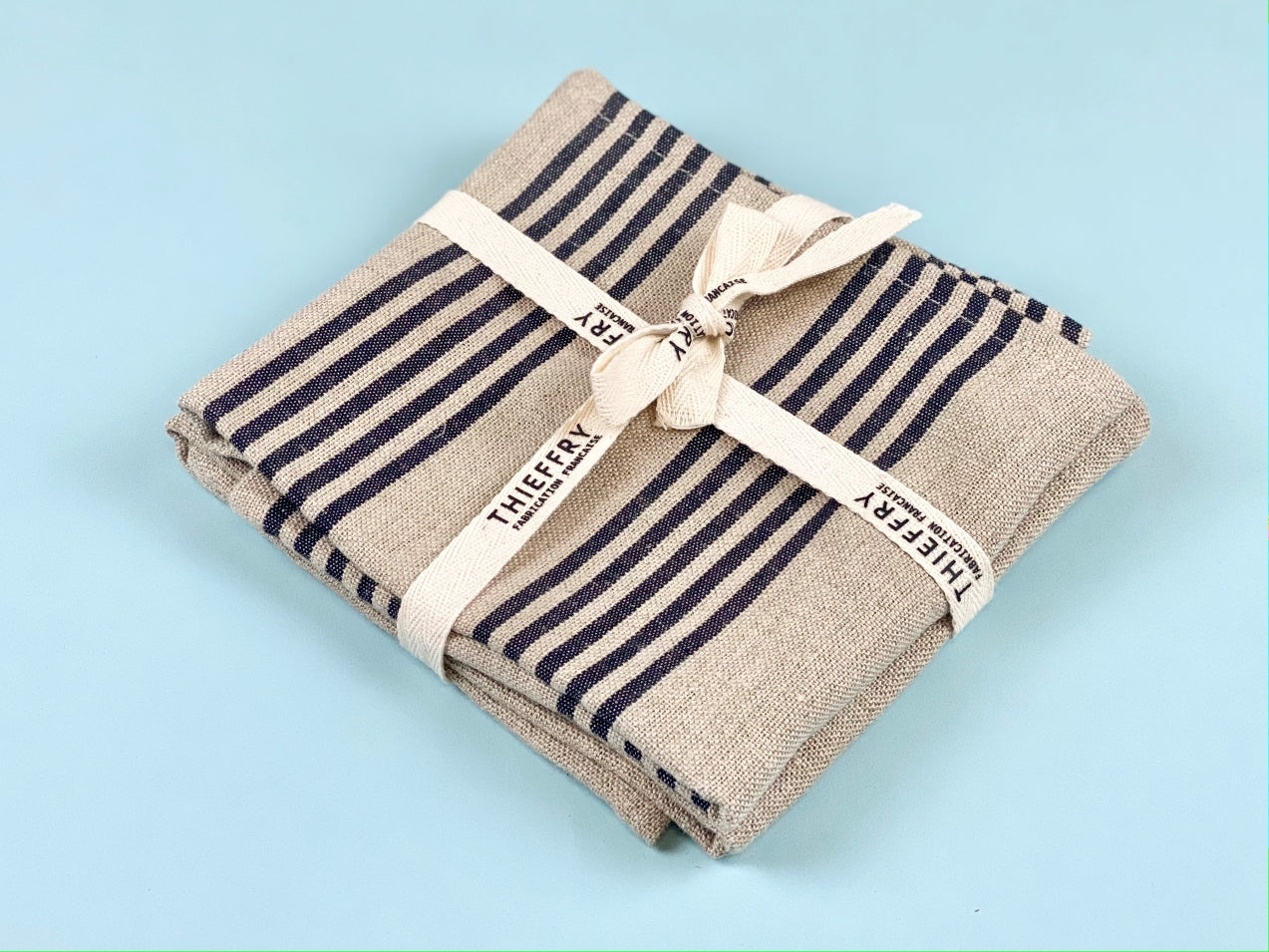 Thieffry Dish Towels Black Stripe & Natural (Set of 2)