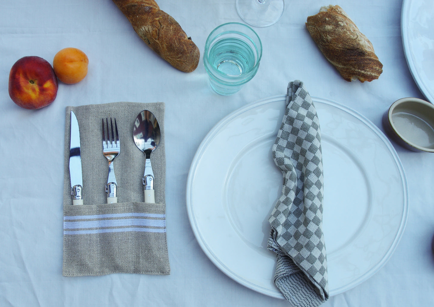 Thieffry Belgian Linen Utensil Holder, Black