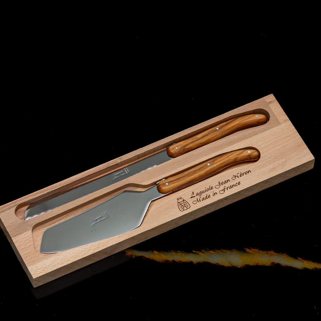 Laguiole Cake Serving Set, Olivewood in wooden box