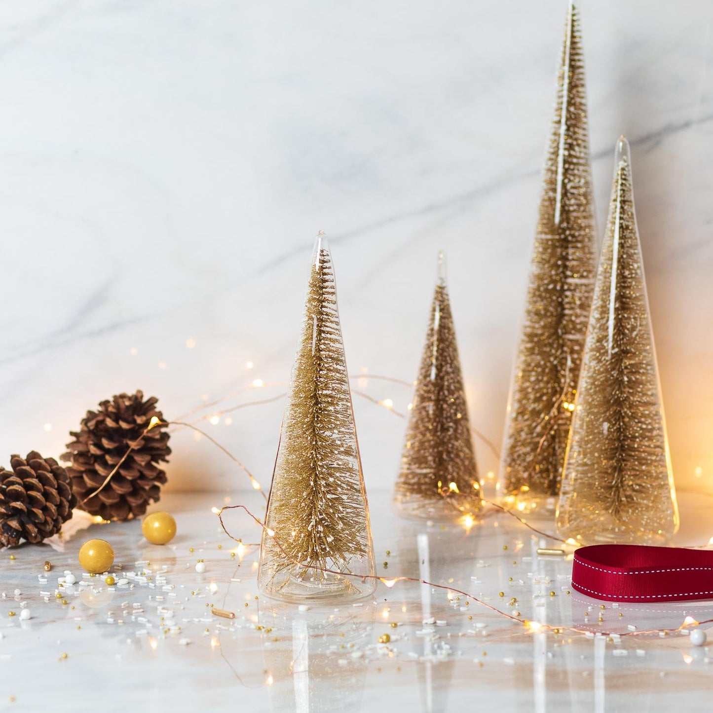 Modern Tree with Champagne Glitter, Medium