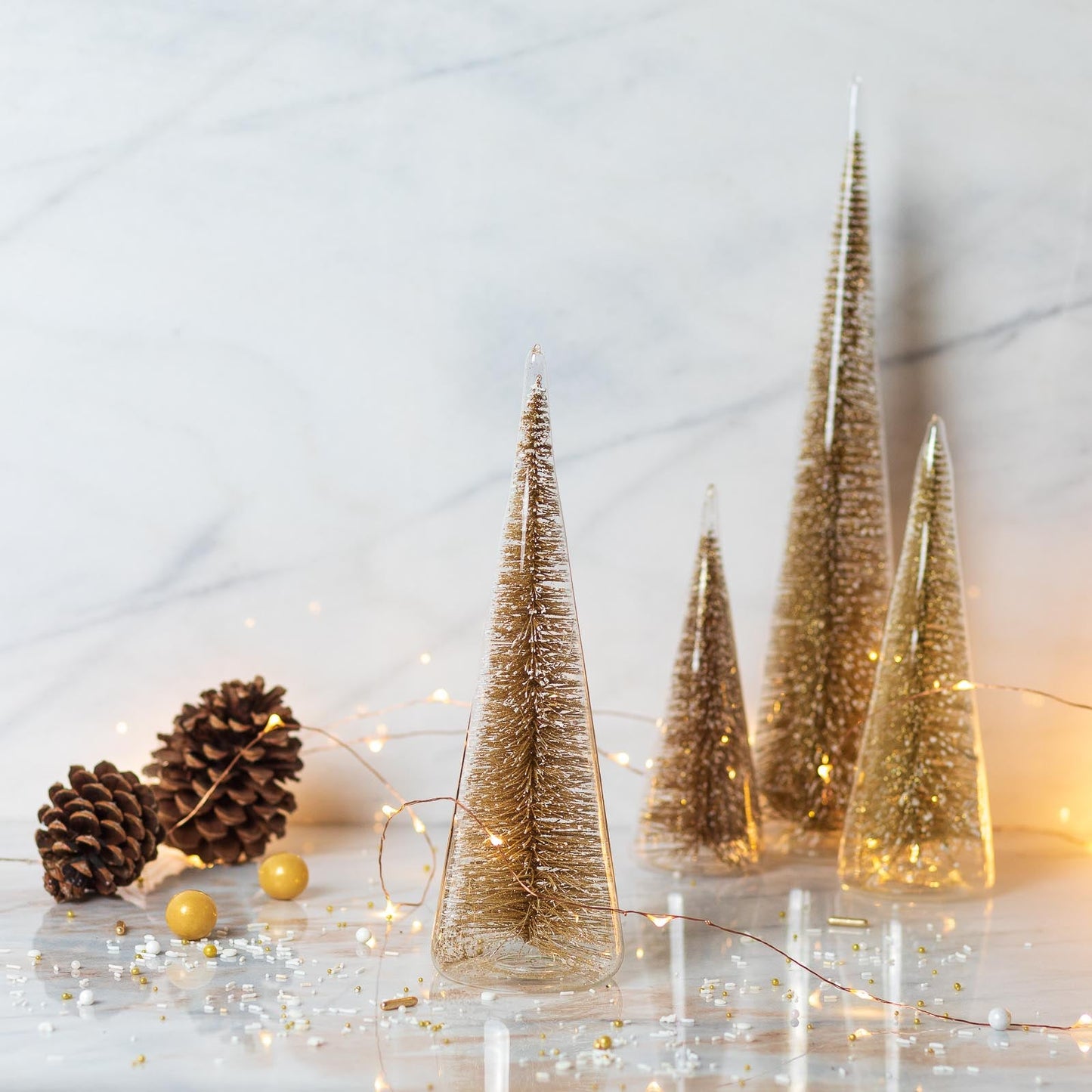 Modern Tree with Champagne Glitter, Large