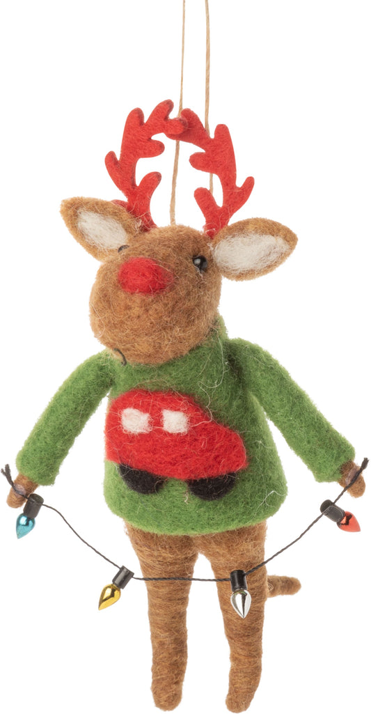Felt Festive Reindeer Ornament