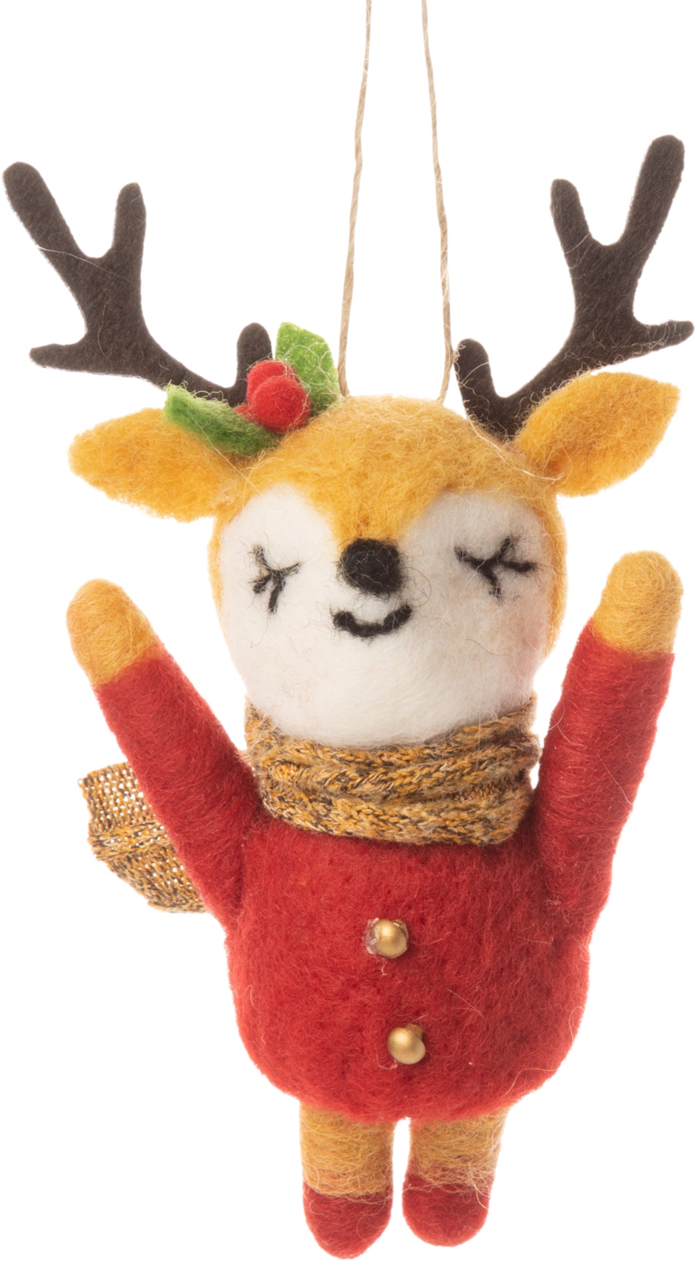 Felt Cheerful Reindeer Ornament