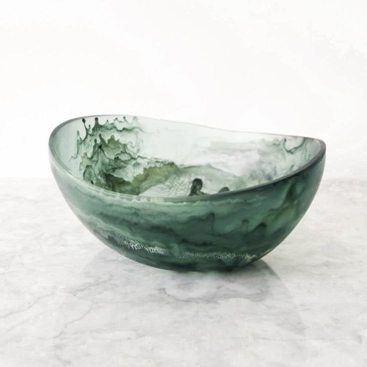 Handmade Resin Serving Bowl, Moss