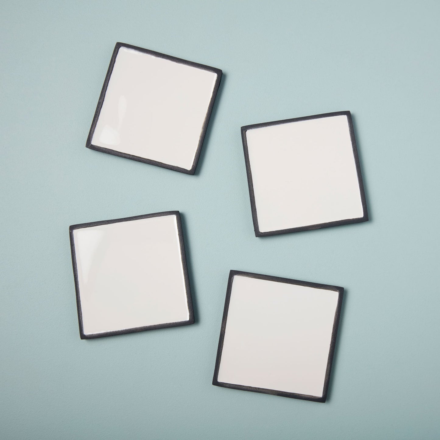 Aluminum & Enamel Square Coasters, Set of 4