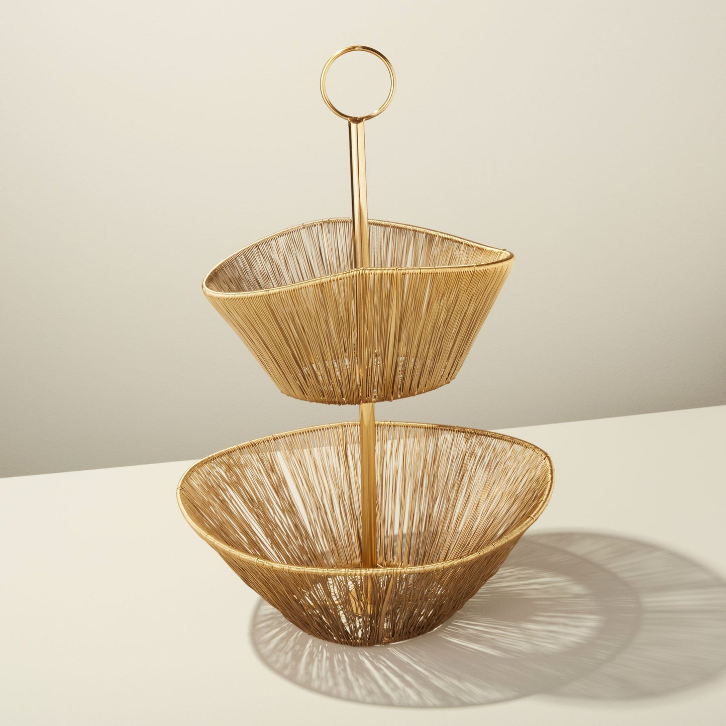 Gold Rhythm Wire 2-Tier Basket