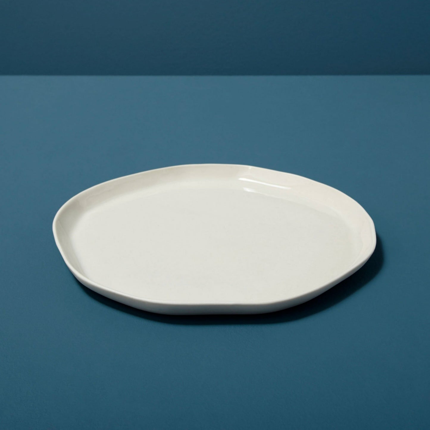 Tam Stoneware Flat Dinner Plate, Pearl, Set of 4