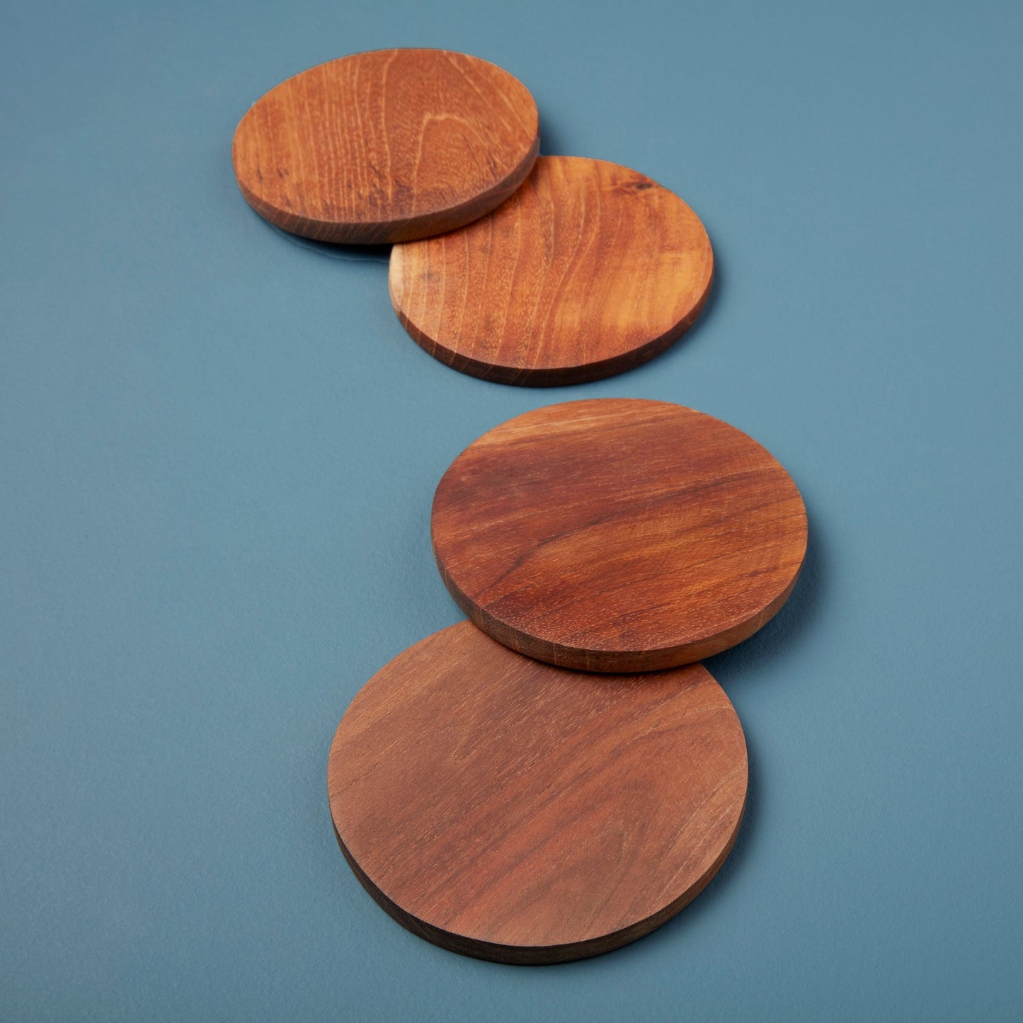 Teak Round Coasters, Set of 4