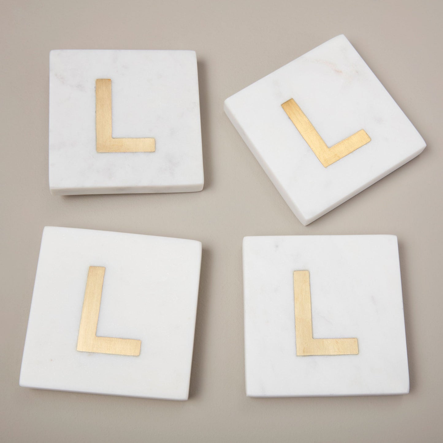 Verona Marble Monogram Coasters Set of 4 - Letter L