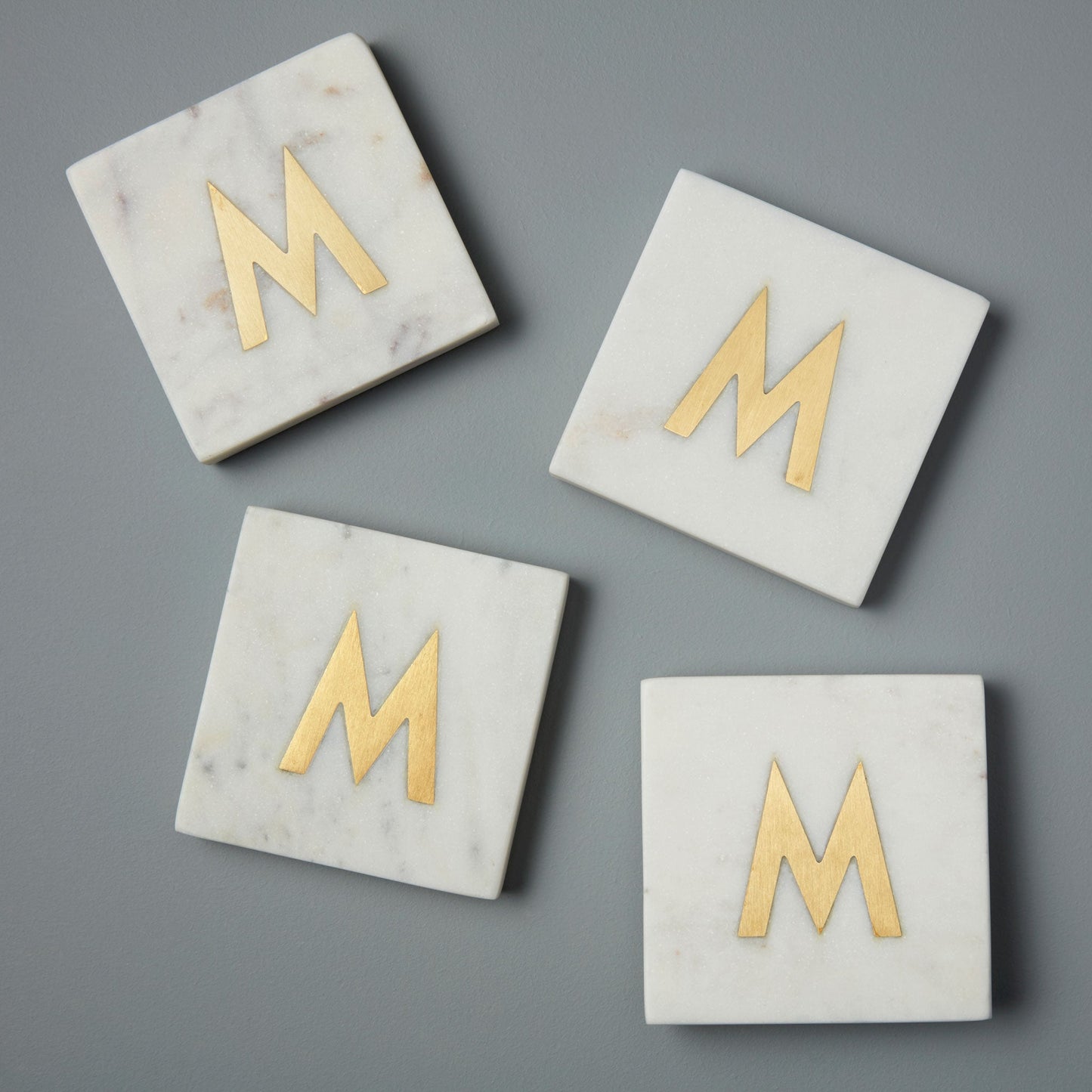 Verona Marble Monogram Coasters Set of 4 - Letter M