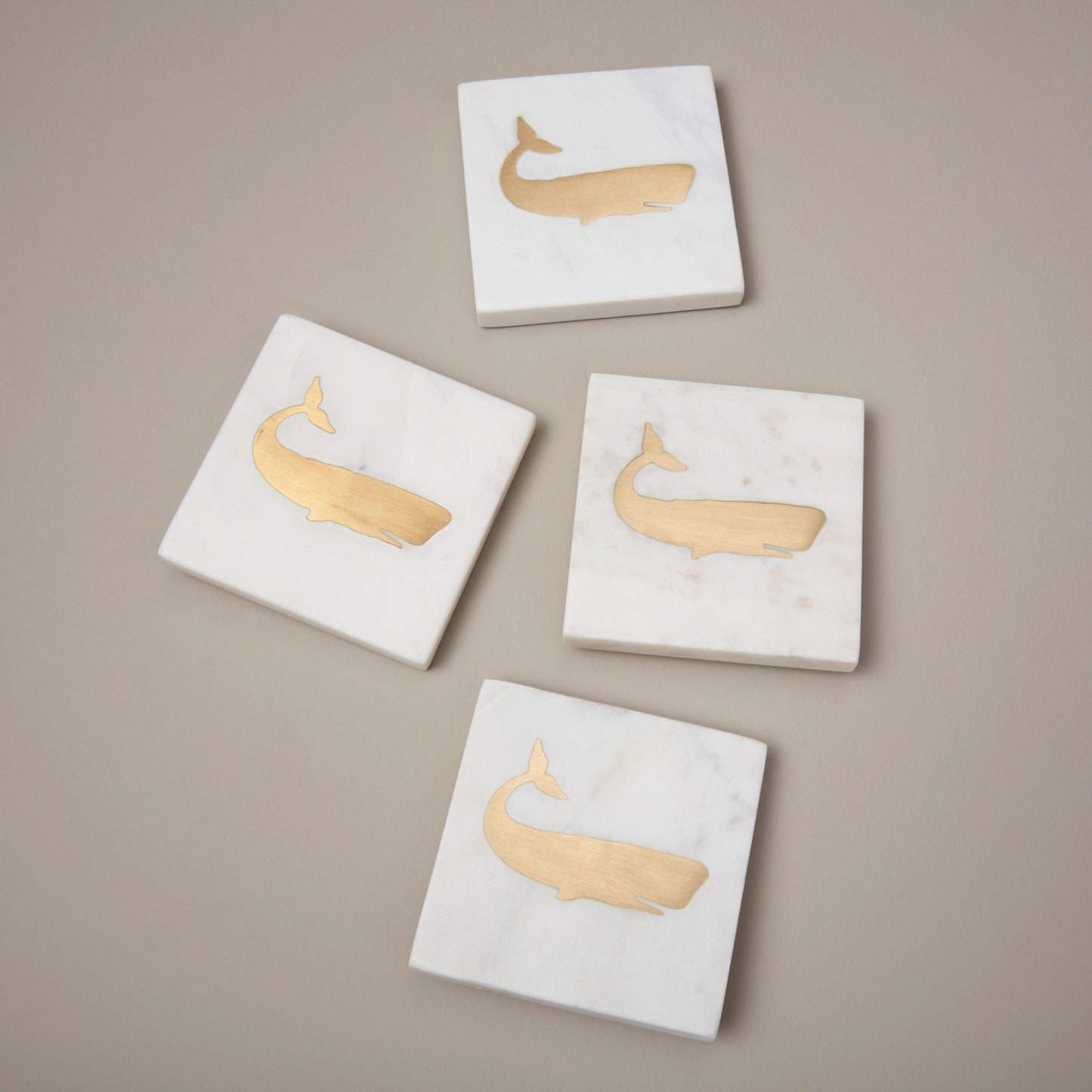 Verona Marble Whale Coasters, Set of 4