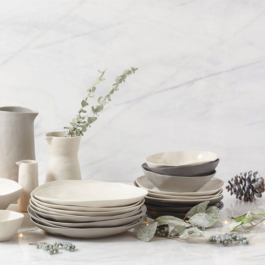 Tam Stoneware Side Plate, Slate, Set of 4