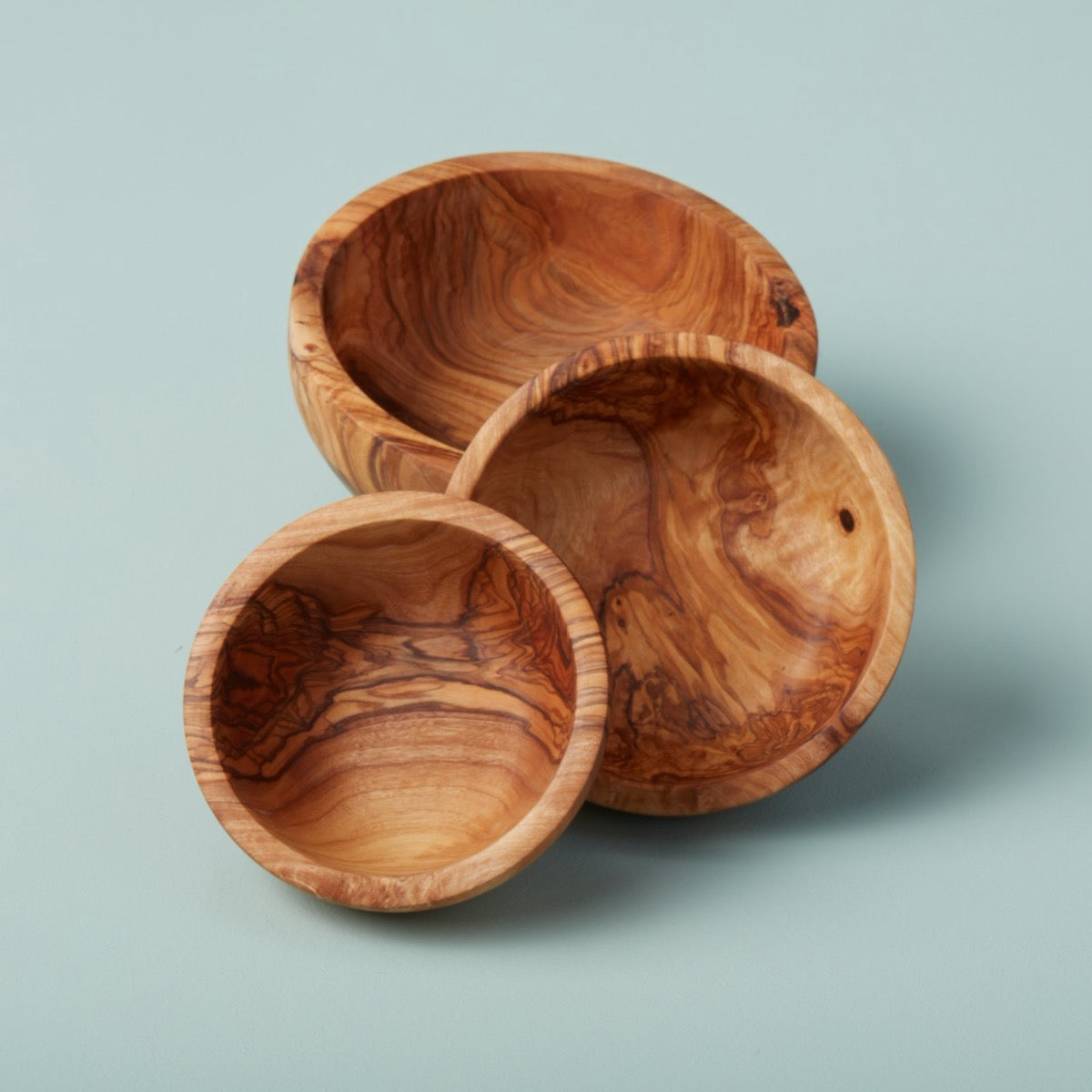 Olive Wood Nesting Bowls, Small Set of 3
