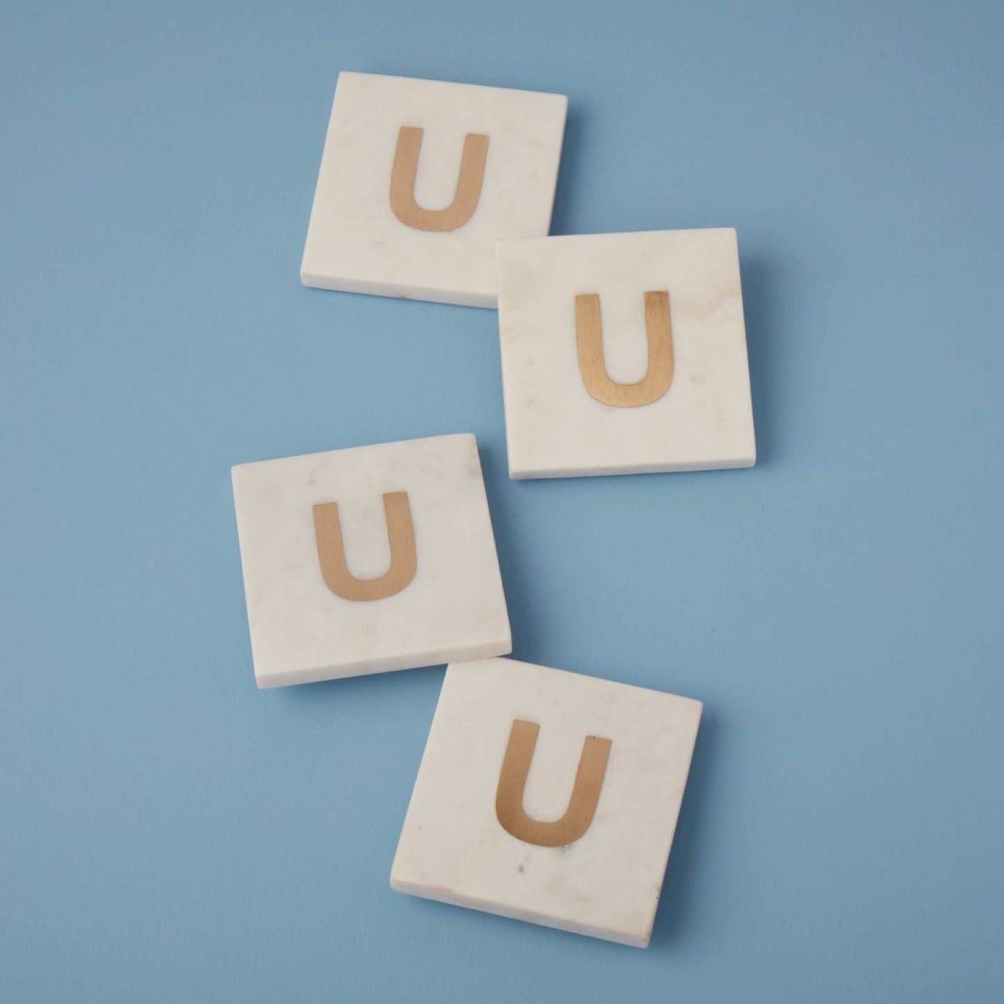 Verona Marble Monogram Coasters Set of 4, U