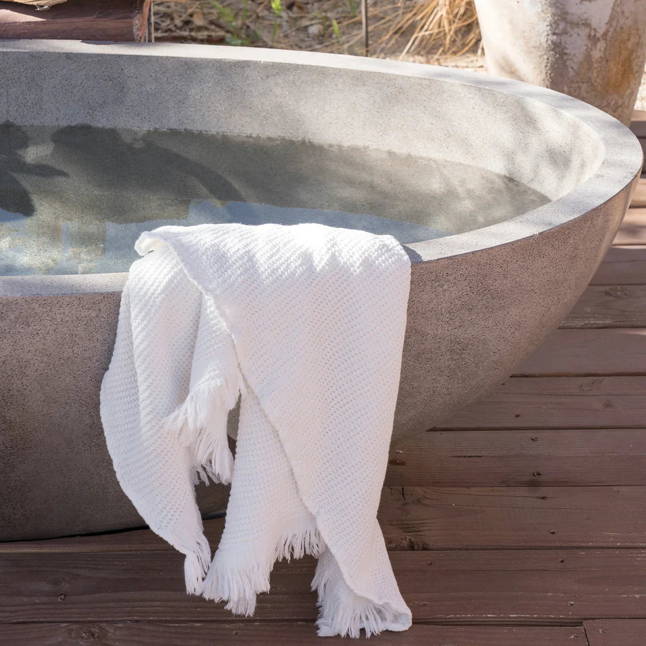 Ella Waffle Bath Towel, White