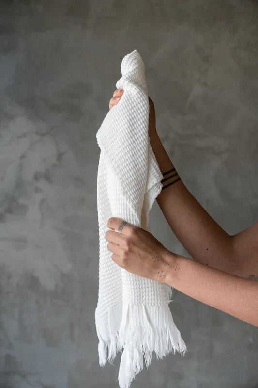 Ella Waffle Hand Towel, White