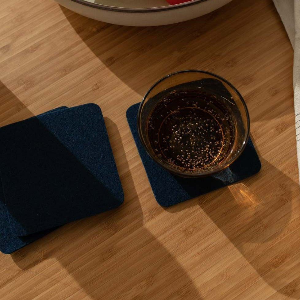 Square Felt Coaster, Set of 4, Marine