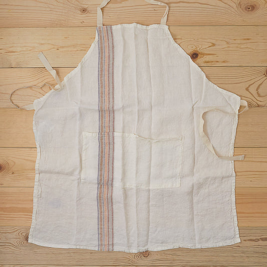 Carmela Kitchen Apron, Ivory with Caramel