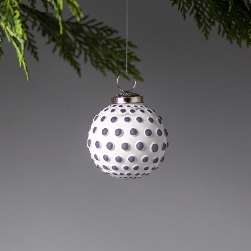 White & Grey Glass Ornament Dotted Ball, Set of 4