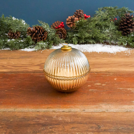 Snowfall Gold Luster Ornament Candle