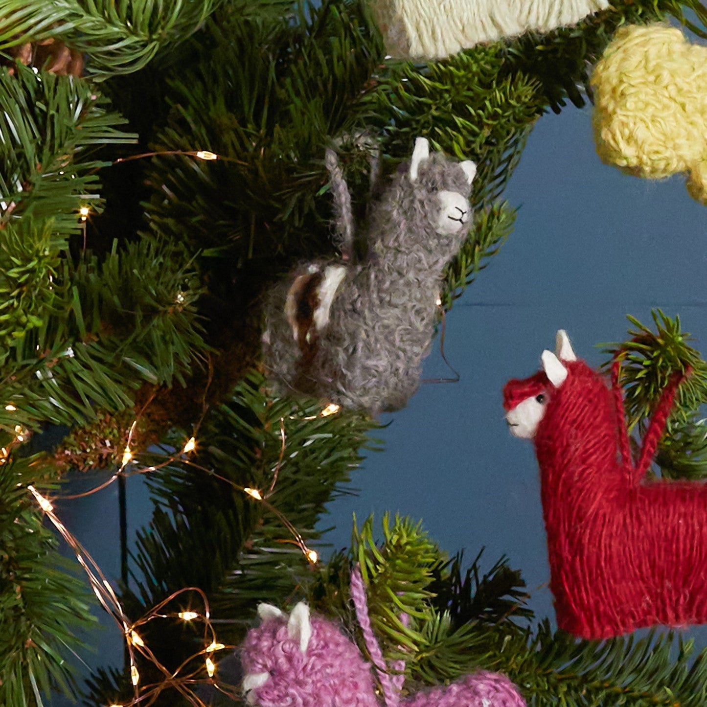 Saddled Alpaca Ornament, Set of 4